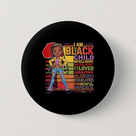 Kinder Ich bin ein schwarzes Kind Historischer Mon Button (Vorderseite)