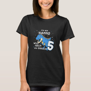 Kinder ich bin Hanno endlich 5 Blue Dino TRex Kids T-Shirt