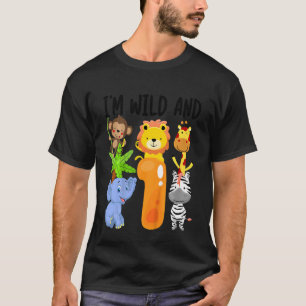 Kinder ich bin wild und 1 Zoo 1. Geburtstag Safari T-Shirt