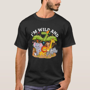 Kinder ich bin wild und 7 Zoo Thema 7. Geburtstag  T-Shirt