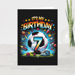 Kinder Ich habe meinen 7. Geburtstag Jungen Fußbal Karte
