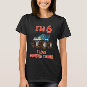 Kinder ich Liebe Monster Truck Ich bin 6 Geburtsta T-Shirt