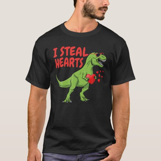 Kinder ich stehle Herzen Trex Dino Baby Boy Valent T-Shirt (Vorderseite)