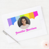 Kinder-ID-Name Regenbogen Foto Mädchen Aufkleber (Umschlag)