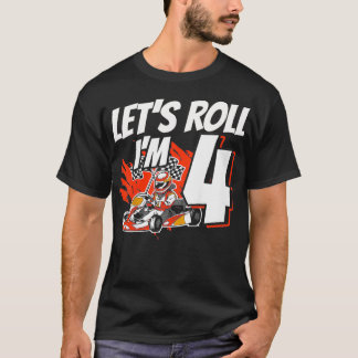 Kinder Im 4 Race Lasse Roll 4. Geburtstag Go Kart T-Shirt