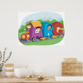 Kinder im Alphabet-Zug Poster (Küche)