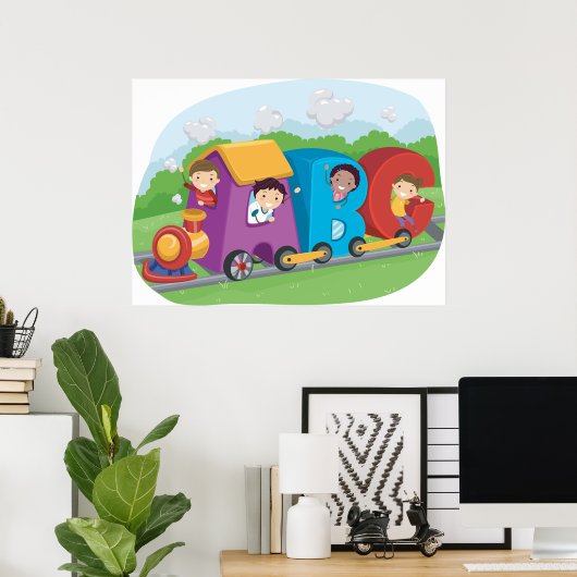 Kinder im Alphabet-Zug Poster (Heimbüro)