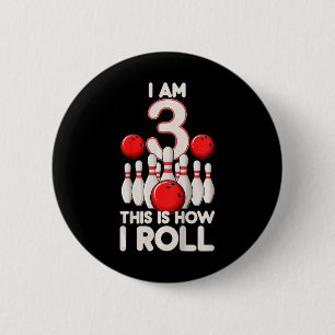 Kinder im Alter von 3 Jahren Bowling Party 3. Gebu Button