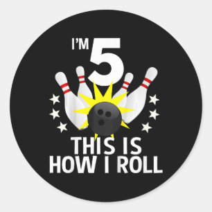 Kinder im Alter von 5 Jahren Bowling Geburtstagspa Runder Aufkleber