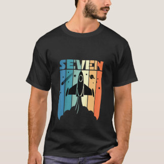 Kinder im Alter von 7 Jahren 7. Weltraumrakete Ast T-Shirt