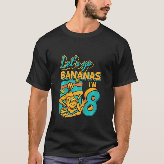 Kinder im Alter von 8 Jahren gehen Bananen Affe 8. T-Shirt (Vorderseite)