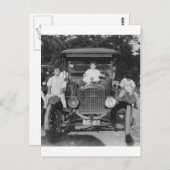 Kinder im Auto der 20er Jahre Postkarte (Vorne/Hinten)