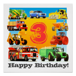 Kinder im Custom Age Happy Birthday Construction T Poster