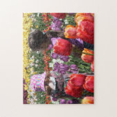 Kinder im farbenfrohen Tulip Garten Puzzle (Vertikal)