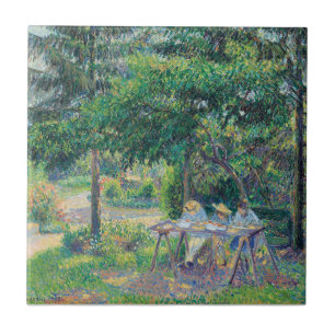 Kinder im Garten sitzend Camille Pissarro Fliese