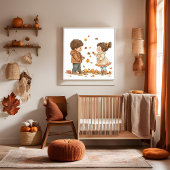 Kinder im Herbst Leinwanddruck