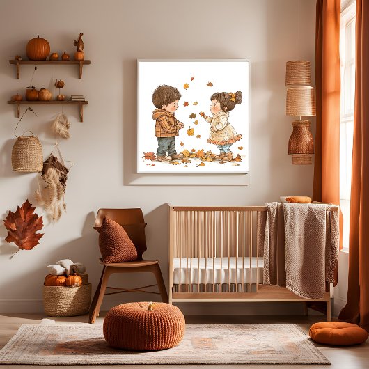Kinder im Herbst Leinwanddruck
