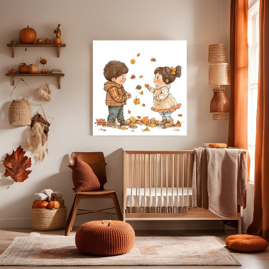 Kinder im Herbst Poster