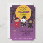 Kinder im KostümHalloween-Party Lila Einladungen (Vorderseite)