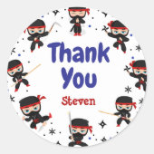 Kinder im Ninja-Stil danken Runder Aufkleber (Vorderseite)