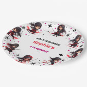 Kinder im Ninja-Stil zum Geburtstag Mädchen Pappteller (Schrägansicht)