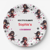 Kinder im Ninja-Stil zum Geburtstag Mädchen Pappteller (Vorderseite)
