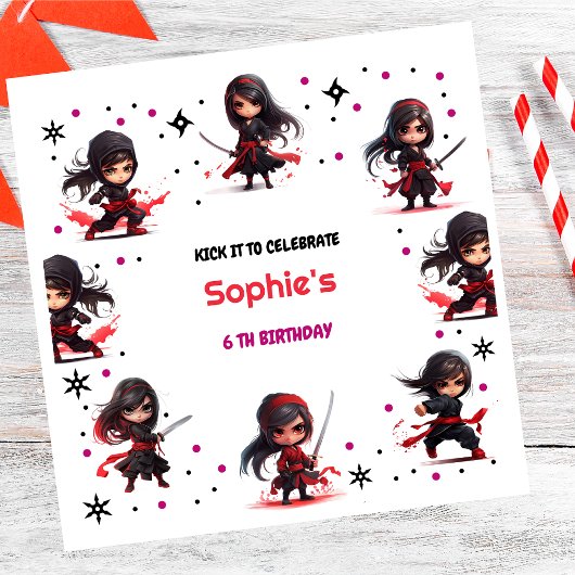 Kinder im Ninja-Stil zum Geburtstag Mädchen Serviette