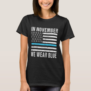 Kinder im November Wir tragen blaues Diabetes. T-Shirt