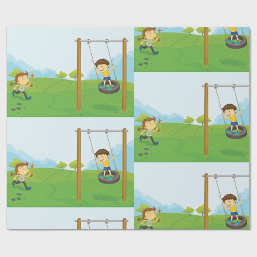 Kinder im Park Geschenkpapier (Flach)