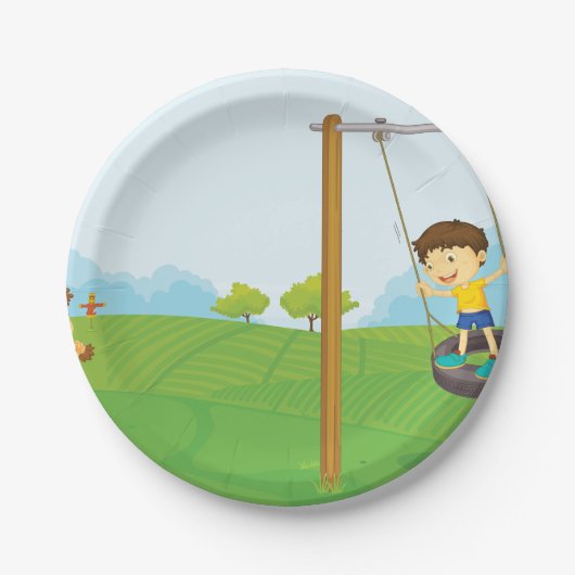 Kinder im Park Pappteller (Vorderseite)