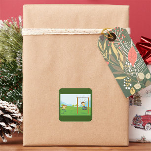 Kinder im Park Quadratischer Aufkleber