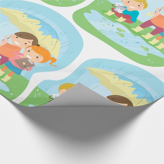 Kinder im Regen Geschenkpapier