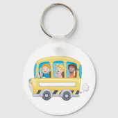 Kinder im Schlüsselanhänger eines Schulbusses (Rückseite)