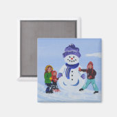 Kinder im Schnee Magnet (Vorderseite/Rückseite)