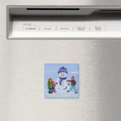 Kinder im Schnee Magnet (In Situ (Geschirrspüler))