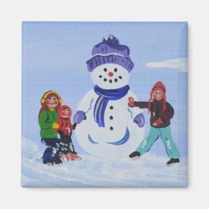 Kinder im Schnee Magnet