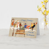 Kinder im Schnee Name Déco Karte (Gelbe Blume)