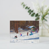 Kinder im Schnee Postkarte (Stehend Vorderseite)