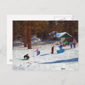 Kinder im Schnee Postkarte (Vorne/Hinten)