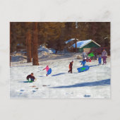 Kinder im Schnee Postkarte (Vorderseite)