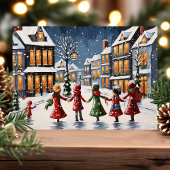 Kinder im Snowy Village Weihnachten