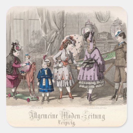 Kinder im Spiel Quadratischer Aufkleber (Vorderseite)