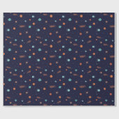 Kinder im tiefen Weltraum schießen Sterne Planeten Geschenkpapier (Flach)