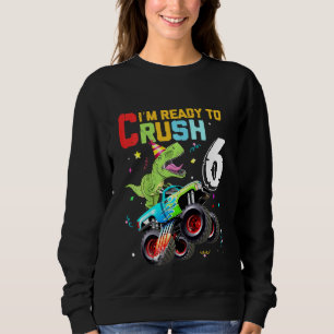 Kinder im Vorfeld zum Crush 6 Monster Truck Dinosa Sweatshirt