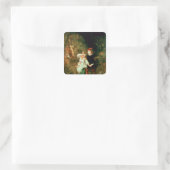 Kinder im Wald Quadratischer Aufkleber (Tasche)