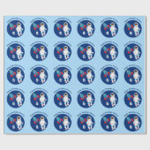 Kinder im Weltraum Astronaut Custom Blue Birthday Geschenkpapier (Flach)