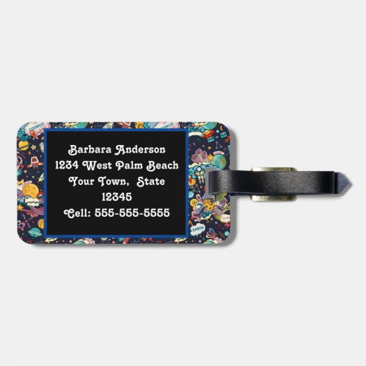 Kinder im Weltraum Gepäckanhänger (Rückseite horizontal)