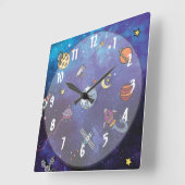 Kinder im Weltraum Quadratische Wanduhr (Winkel)