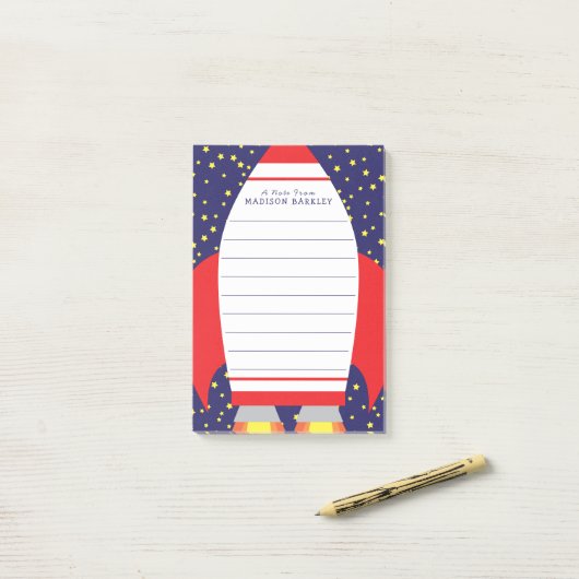 Kinder im Weltraumschiff Niedlich Post-it Klebezettel (Auf Schreibtisch)