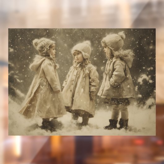 Kinder im Winter Fensteraufkleber (Blatt 2)